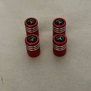 MERCEDES BENZ TIRE VALVE STEM CAPS RED